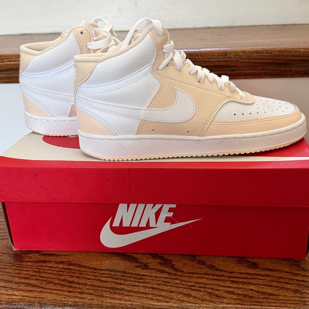 Nike Guava Ice and White Mid Sneakers